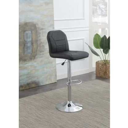 Modern Black Leather Bar Stool Pair