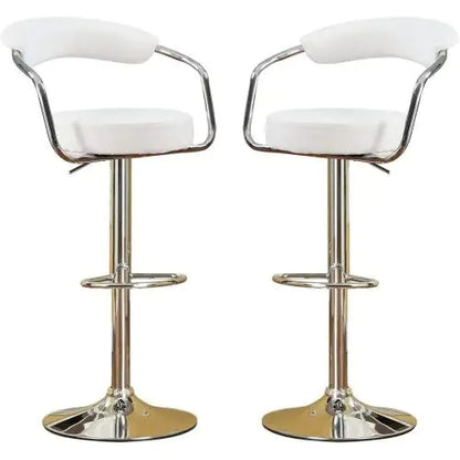 Chic White Adjustable Bar Stools - Set of 2