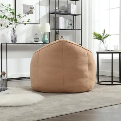 Cozy Tan Bean Bag Chair with Footrest