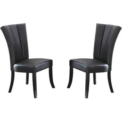 Chic Black Faux Leather Dining Chairs - Set of 2