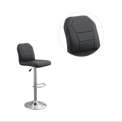 Modern Black Leather Bar Stool Pair