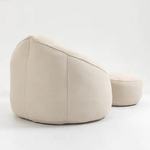 Cozy Beige Bean Bag Chair with Footrest