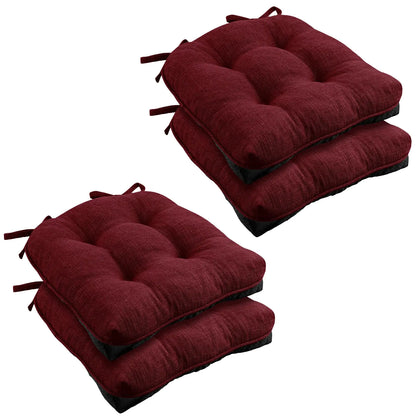 Wellsin Chair Cushions for Dining Chairs 4 Pack 15.5" X 15.5" Kitchen Chair Cushions with Ties and Non-Slip Backing Tufted Shredded Memory Foam Kitchen Chair Pads Burgundy