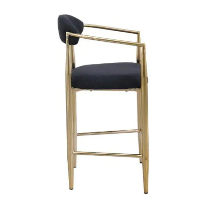 Modern Boucle Bar Stools Set Of 2 Modern Upholstered Bar Height Barstools Vintage High Island Chairs With Metal Frame Back Arms For Kitchen Home Pub Dining Room