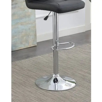 Modern Black Leather Bar Stool Pair